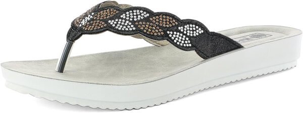 inblu Ciabatte Donna Infradito con Decorazione A Foglie in Strass, Plantare Imbottito, 35/41 - BM 68 - immagine 3