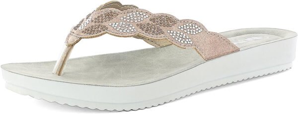 inblu Ciabatte Donna Infradito con Decorazione A Foglie in Strass, Plantare Imbottito, 35/41 - BM 68 - immagine 4