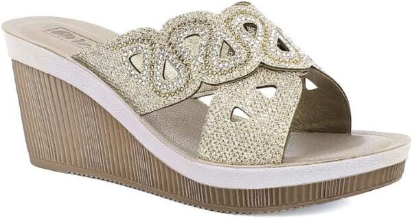 inblu Ciabatte Donna Estive Pantofole Tacco Zeppa Eleganti Scarpe Slip on Comodo Morbido Decorato con Strass Art. AS 32