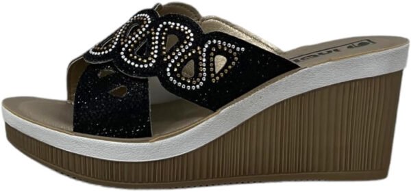 inblu Ciabatte Donna Estive Pantofole Tacco Zeppa Eleganti Scarpe Slip on Comodo Morbido Decorato con Strass Art. AS 32 - immagine 5