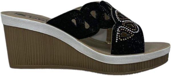 inblu Ciabatte Donna Estive Pantofole Tacco Zeppa Eleganti Scarpe Slip on Comodo Morbido Decorato con Strass Art. AS 32 - immagine 3